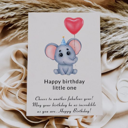 Carte d'anniversaire éléphant pour enfants