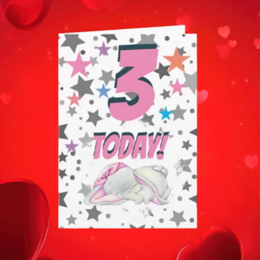 Carte d'anniversaire éléphant rose
