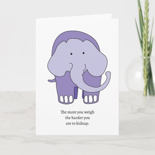 Carte d'anniversaire éléphant violet (Devant)
