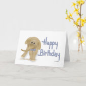 Carte d'anniversaire éléphante heureuse (Fleur jaune)