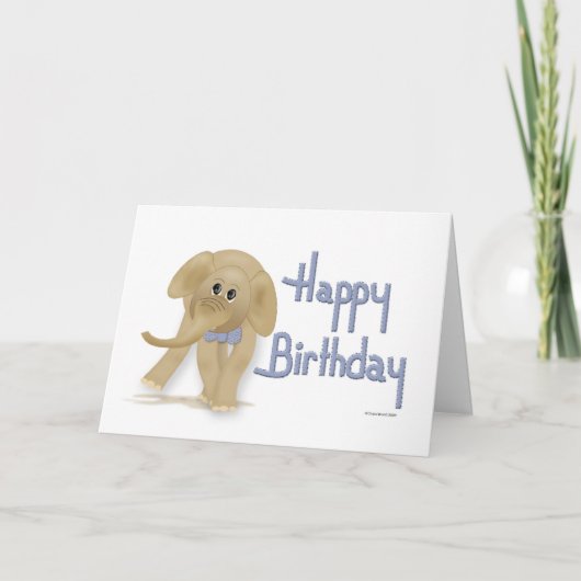 Carte d'anniversaire éléphante heureuse (Devant)