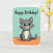 Carte d'anniversaire Emerald Eye Kitty (Fleur jaune)