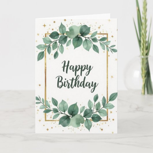 Carte d'anniversaire émeraude dorée (Devant)