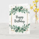Carte d'anniversaire émeraude dorée (Fleur jaune)