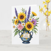Carte d'anniversaire en art avec Fleur Dorée (Fleur jaune)
