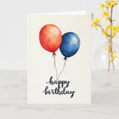 Carte d'anniversaire en bleu corail (Fleur jaune)
