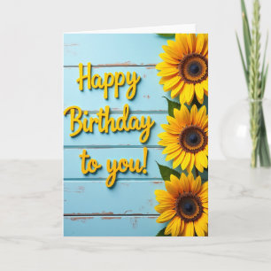 Carte d'anniversaire en bois bleu
