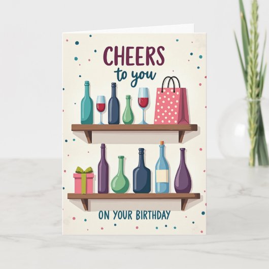 Carte d'anniversaire en bois joyeuse (Devant)