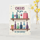 Carte d'anniversaire en bois joyeuse (Fleur jaune)