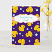 Carte d'anniversaire en caoutchouc de canard - (Fleur jaune)