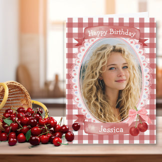 Carte d'anniversaire en cerisier de style rustique