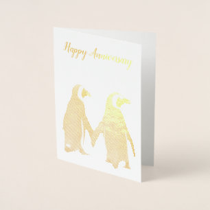 Carte d'anniversaire en couple de pingouins