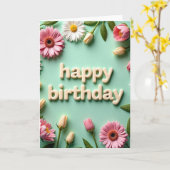 Carte d'anniversaire en crème sculptée (Fleur jaune)