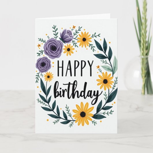 Carte d'anniversaire en écriture cursive élégante (Devant)