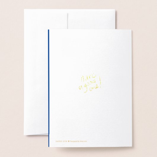 Carte d'anniversaire en feuille d'aluminium Joyeux (Derrière avec enveloppe)