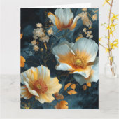 Carte d'anniversaire en fleurs dorées (Fleur jaune)