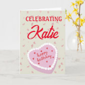 CARTE D'ANNIVERSAIRE EN FORME DE COEUR (Fleur jaune)