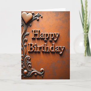 Carte d'anniversaire en métal embossé