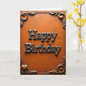 Carte d'anniversaire en métal rustique (Fleur jaune)
