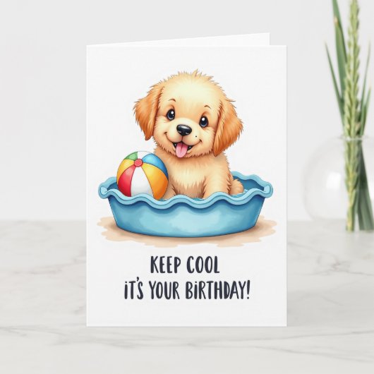 Carte d'anniversaire en or pour chiot mignon (Devant)