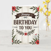 Carte d'anniversaire en panneau de bois (Fleur jaune)