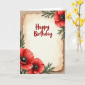 Carte d'anniversaire en papier vieilli (Fleur jaune)