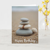Carte d'anniversaire en pierre empilée (Fleur jaune)