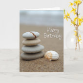 Carte d'anniversaire en pierre équilibrée (Fleur jaune)