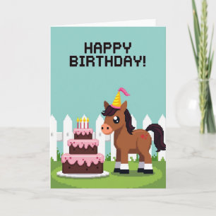 Carte d'anniversaire en pixel art sucré