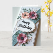 Carte d'anniversaire en relief (Fleur jaune)