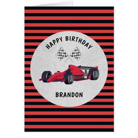 Carte d'anniversaire en rouge Race (Devant)