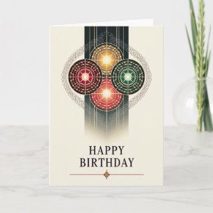 Carte d'anniversaire en verre coloré joyeuse