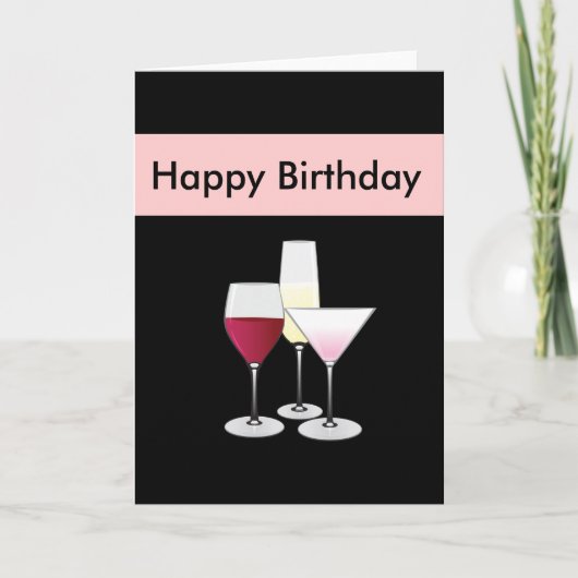Carte d'anniversaire en verre de cocktail (Devant)