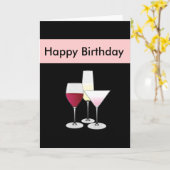 Carte d'anniversaire en verre de cocktail (Fleur jaune)