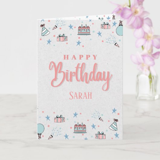 Carte d'anniversaire enfant personnalisée (Orchidée)
