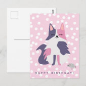 Carte d'anniversaire enfantine rose et violette po (Devant / Derrière)