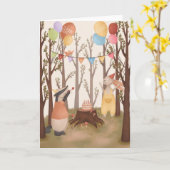 Carte d'anniversaire Enfants mignonne Bois Animaux (Fleur jaune)