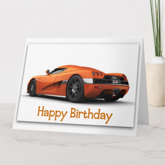 Carte d'anniversaire enorme rapide de voiture de (Devant)