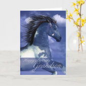 Carte d'anniversaire équine de petit-fils (Fleur jaune)