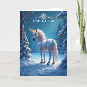 Carte d'anniversaire équine d'hiver