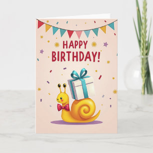 Carte d'anniversaire Escargot Fantaisiste