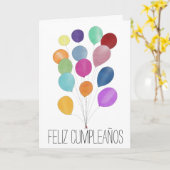 Carte d'anniversaire espagnol bouquet de ballons (Fleur jaune)