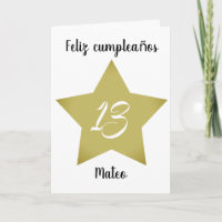 Carte d'anniversaire espagnole Feliz 13 Cumpleaños