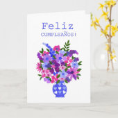 Carte d'anniversaire espagnole - Flower Power (Fleur jaune)