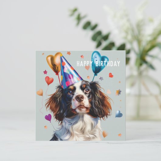 Carte d'anniversaire espagnole, Springer, Cocker,  (Debout devant)