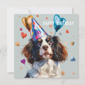 Carte d'anniversaire espagnole, Springer, Cocker, (Devant)