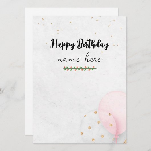 Carte d'anniversaire esthétique (Devant / Derrière)