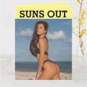 CARTE D'ANNIVERSAIRE ÉTÉ FILLE À PETIT MAillot DE  (Fleur jaune)