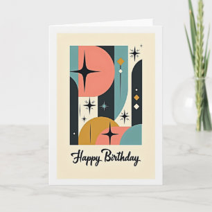 Carte d'anniversaire étoile éclatée rétro