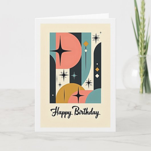 Carte d'anniversaire étoile éclatée rétro (Devant)